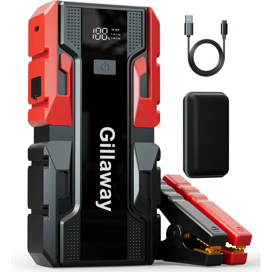 M1 7000A Car Battery Jump Starter with Air Compressor 150PSI (9.0 L Gas/8.0L Diesel), Portable Car Jump Starter Power Pack, Battery Charger 12V Jump Box with LED Light, Large LED Display, Power Bank