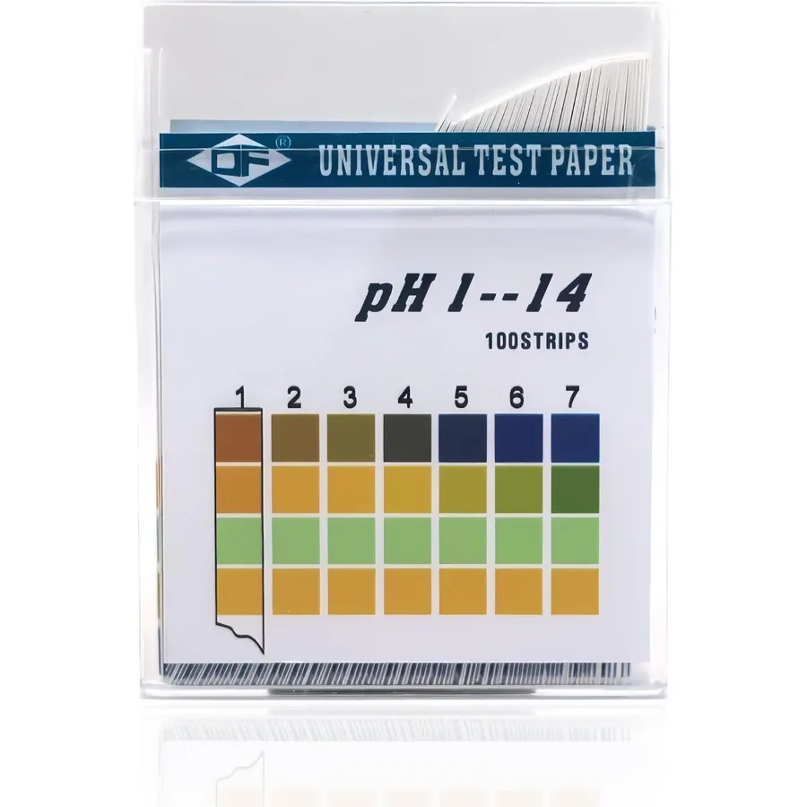 100 Strips Plastic pH Test Strips, Universal Application Ph 0-14 Range Soap, Saliva, Urine, Food, Liquids, Water with Soil Testing, Lab Monitoring & etc