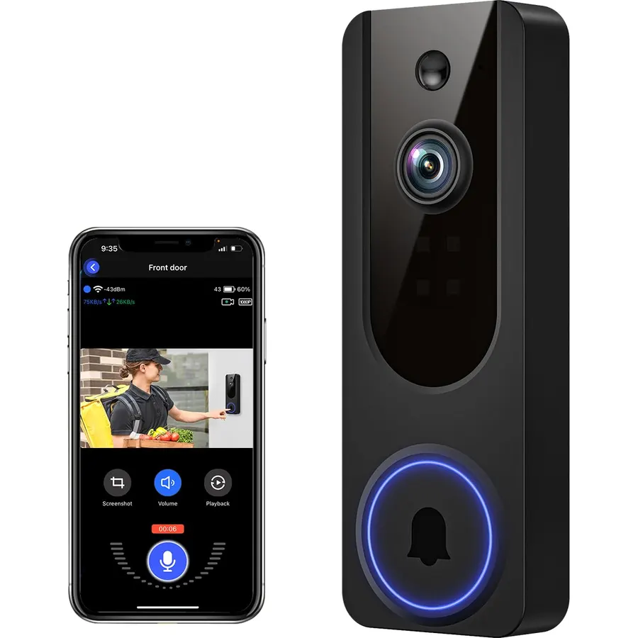 1080p WiFi Video Doorbell Camera Wireless, Battery Powered, AI Human and Motion Detection, 2 Way Talk, Night Vision, Cloud Storage, 2.4G WiFi Only, Indoor/Outdoor Surveillance