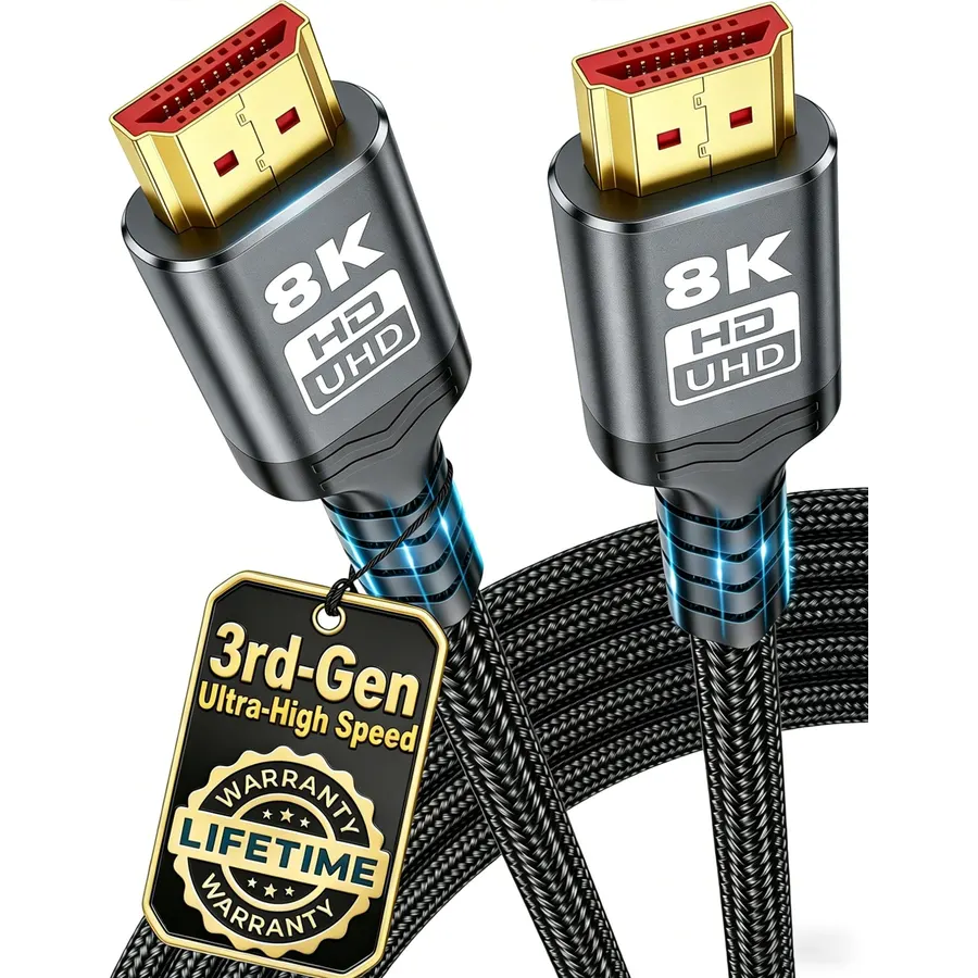 10K 8K HDMI 2.1 Cable 10FT, 48Gbps Ultra High Speed Nylon Braided HDMI Cord