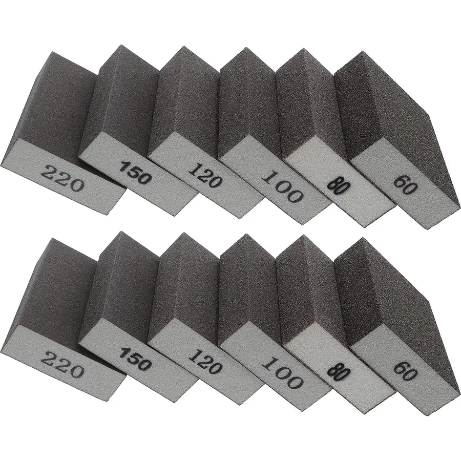 12pcs Sponge Sanding Blocks, Dual-Sided Grit for Wood Drywall Metal