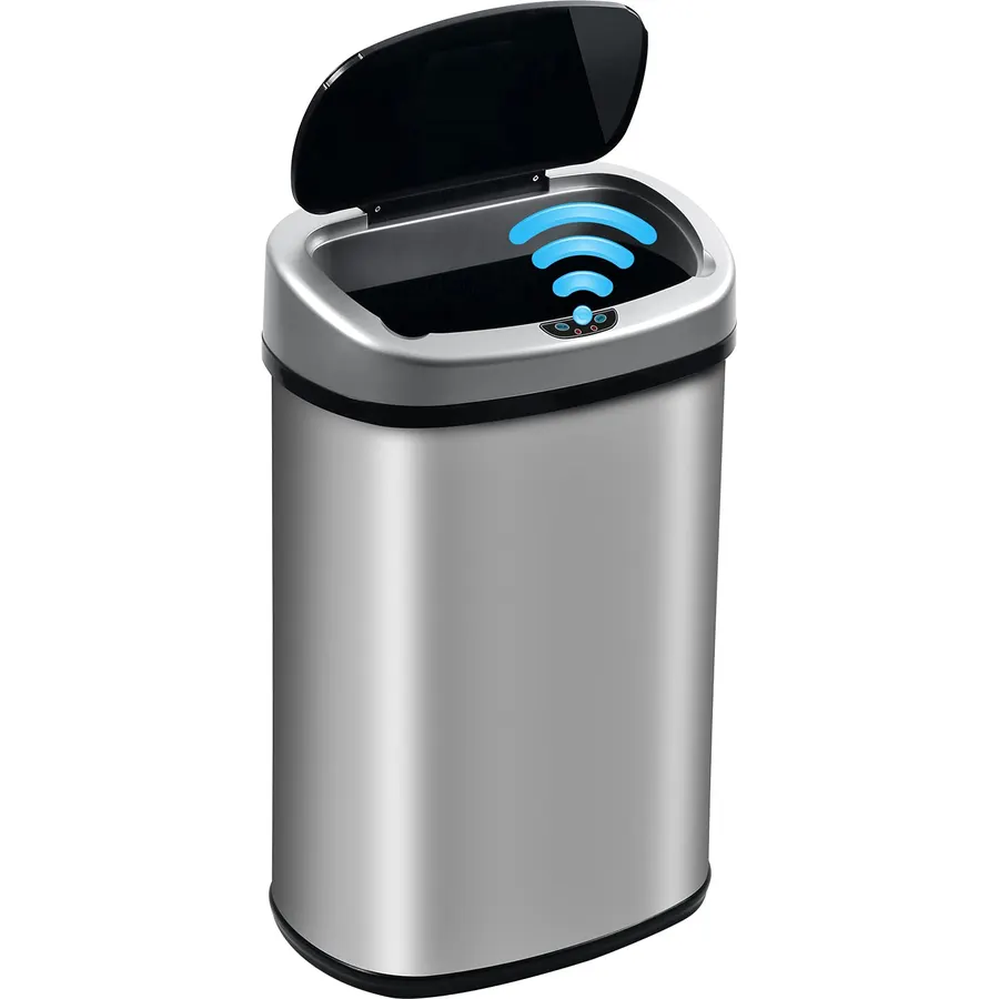 13 Gallon(50 L) Kitchen Trash Can with Touch-Free & Motion Sensor, Automatic Stainless-Steel Garbage Can Anti-Finaerprint Mute Desianed Trash Bin Brushed Stainless Steel