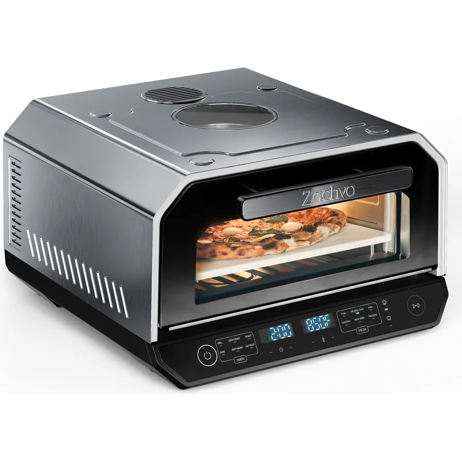 13-in-1 Countertop Pizza Oven, 90-Second 12 Inch Pizza, up to 850°F, 6 Presets & 6 Bake Modes, PID Control, Expert Mode Makes 5 in 30 Min for Home Pizzeria, Top Window & On-Demand Light, Silver