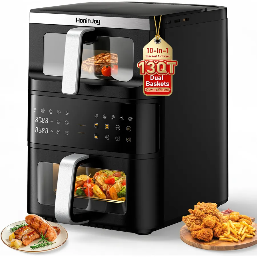 13QT Vertical Dual Basket Air Fryer with Dual-Zone Sync Finish
