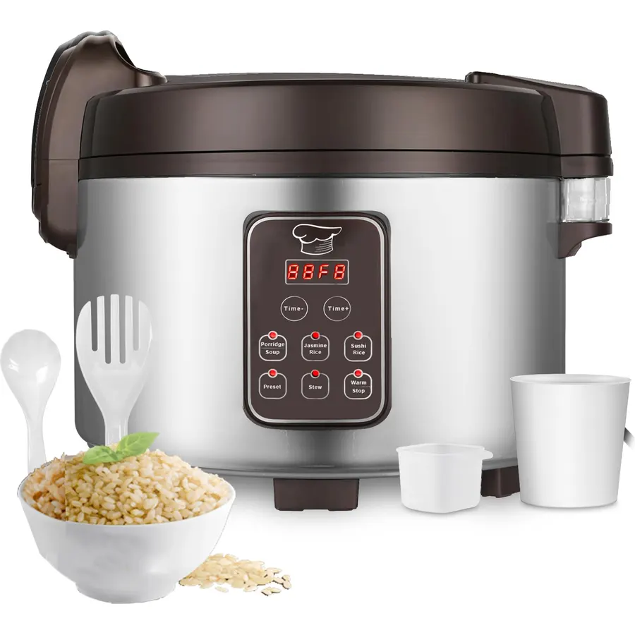 15L Commercial Rice Cooker & Warmer (84 Cup Cooked, 15.8 QT) Smart Large Rice cooker 6 Rice Cook Functions 24-Hr Delay Timer | LED Display | Auto Keep Warm | Non-Stick Inner Pot