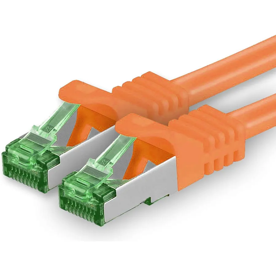 1aTTack.de Cat.7 ethernet Cable 15m - Orange - 1 Piece - Cat7 LAN Network 10GBASE-T - 10000 Mbps (Sftp Pimf) Double Shielded patchcable RJ45 Plug Cat.6a