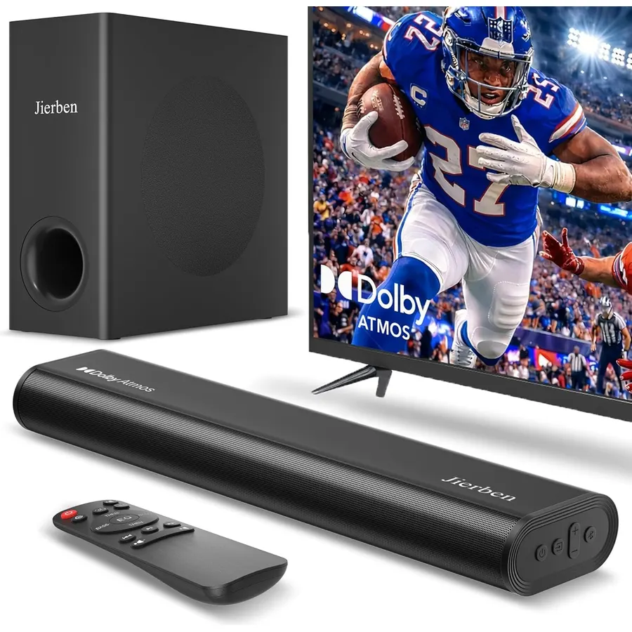 2.1 Dolby Atmos Soundbar with Subwoofer for Smart TV, Dolby Atmos Sound Bar for TV, Surround Sound System for TV, 150W TV Speakers for Smart TV, Bluetooth eARC/Opt/AUX