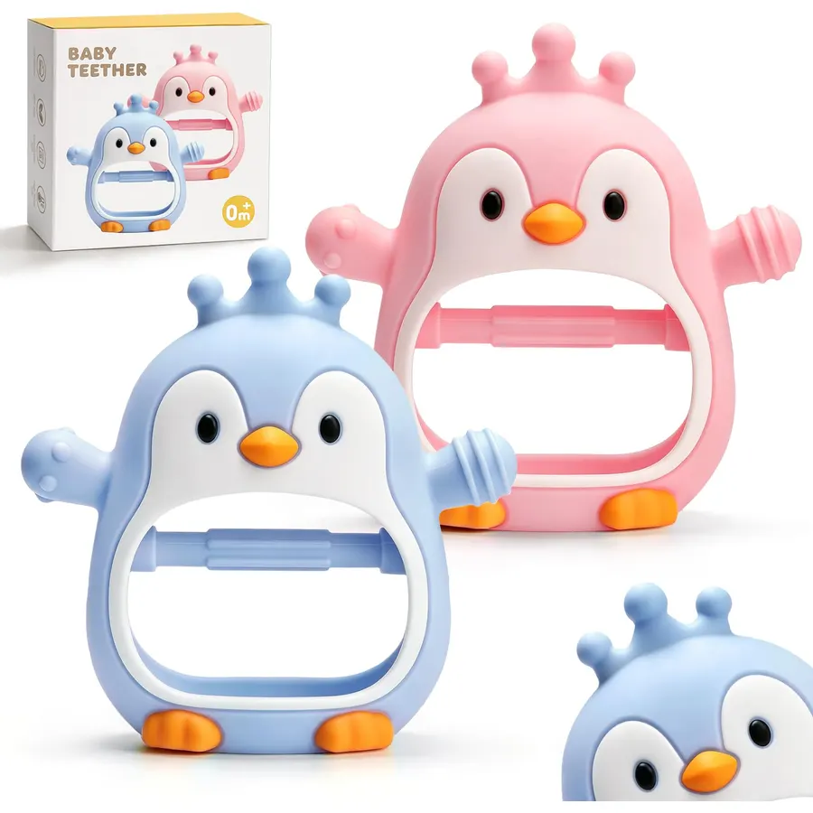 2 Pack Baby Teething Toys 3-6 6-12 Months, BPA Free Silicone Teether Mitten