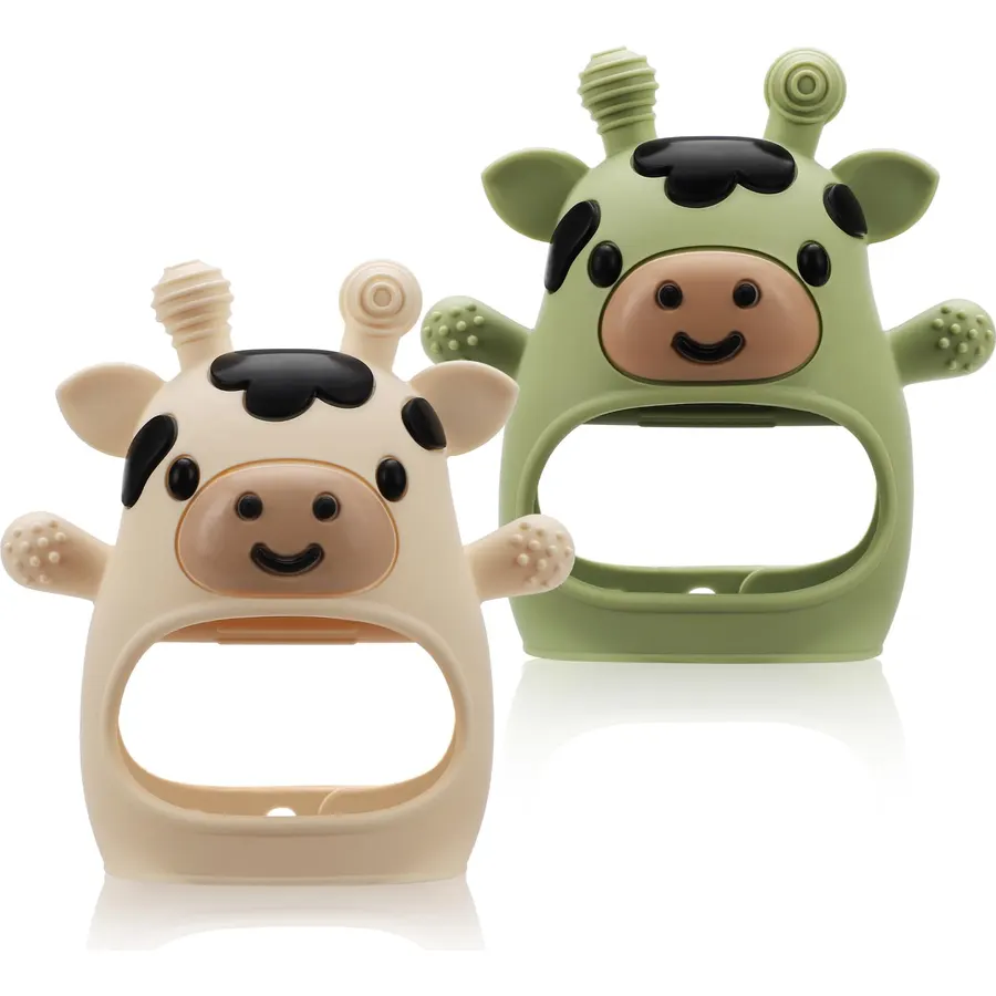 2 Pack Baby Teething Toys for 3-6 6-12 Months, Silicone Hand Teether Mitten