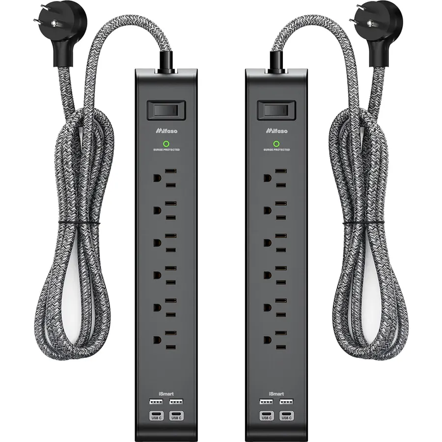 ALESTOR 6 Ft Surge Protector Power Strip with 12 Outlets and 4 USB Ports
