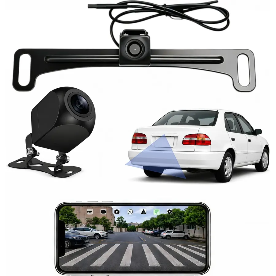 2026 Wireless Backup Camera 1080P, 2.4GHz WiFi No Monitor Needed, License Plate Reverse Camera, 170° Wide Angle Night Vision IP68 Waterproof, Front Rear View for iPhone Android, Car SUV Van Pickup
