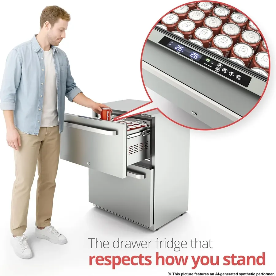 24“ Double Drawer Beverage Fridge Under Counter Refrigerator