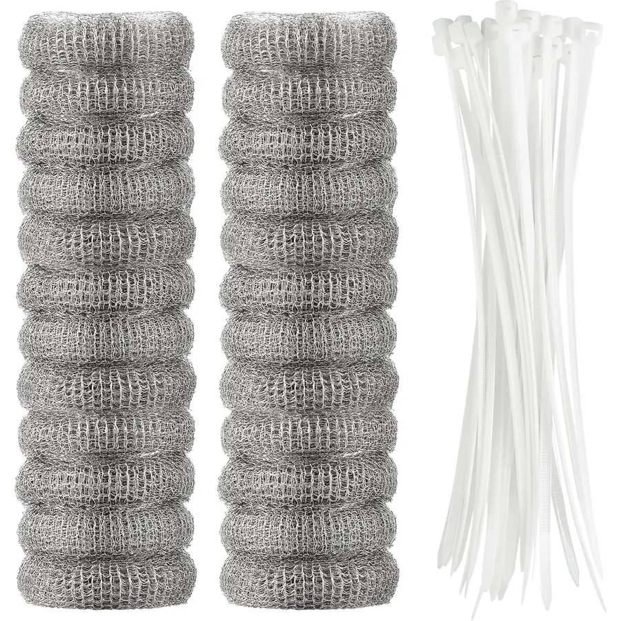 24 Pieces Lint Traps Washing Machine Stainless Steel Lint Snare Traps Laundry Mesh Washer Hose Filter with 24 Pcs Cable Ties