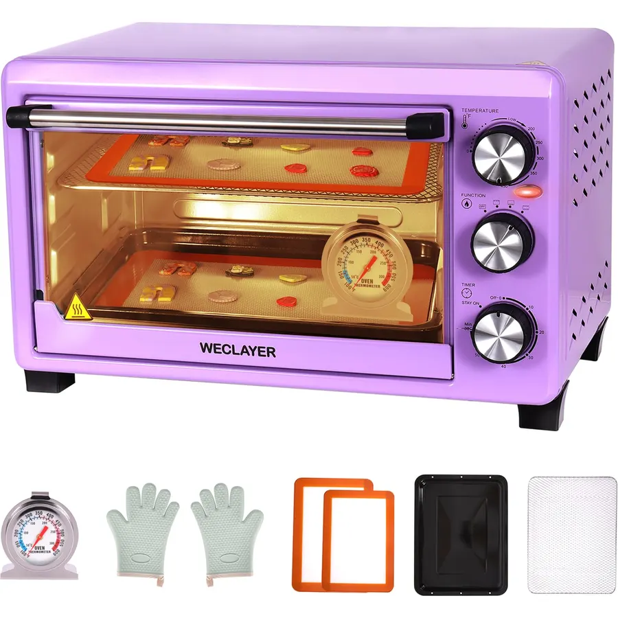 25QT Polymer Clay Oven with Adjustable Time & Temperature,Large Capacity Electric Oven for bake Clay,Polymer Clay Tools,Includes Tray,Wire Rack,Thermometer,Heat-resistant Silicone Mat and Gloves
