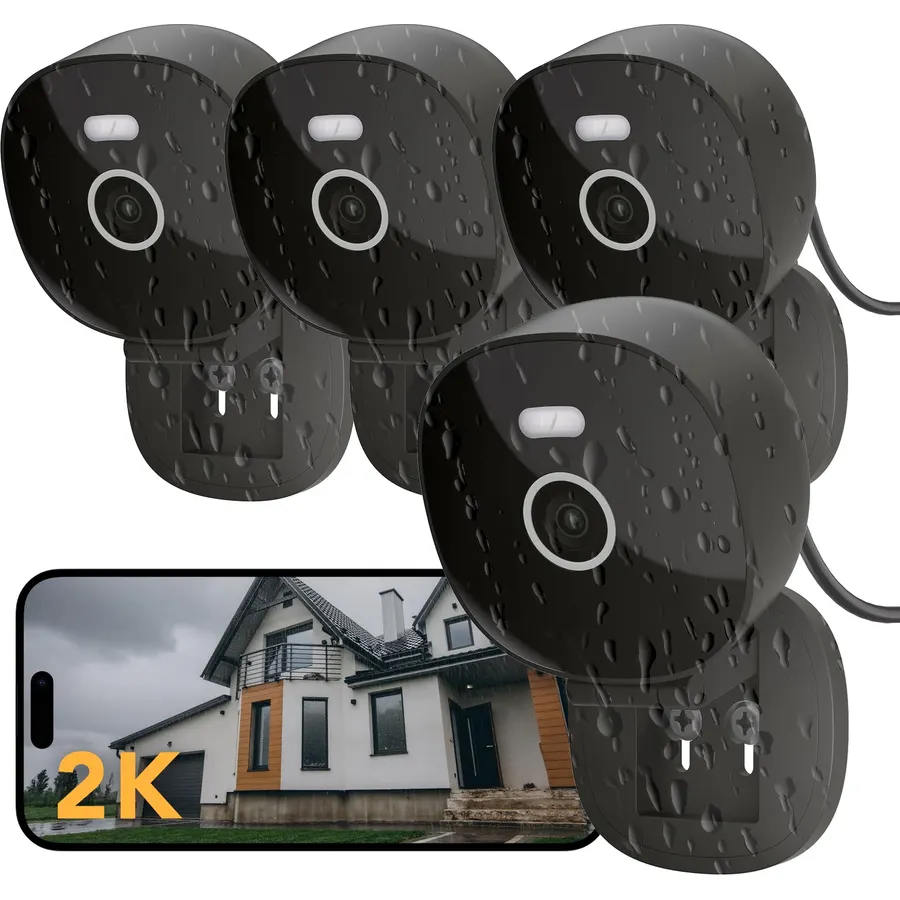 2K Security Camera, Outdoor/Indoor for Home, Pet, Baby, Nanny, IP65 Wterproof Color Night Vision, White Light & Siren, Recording, Motion Detection, Compatible with Alexa,Black