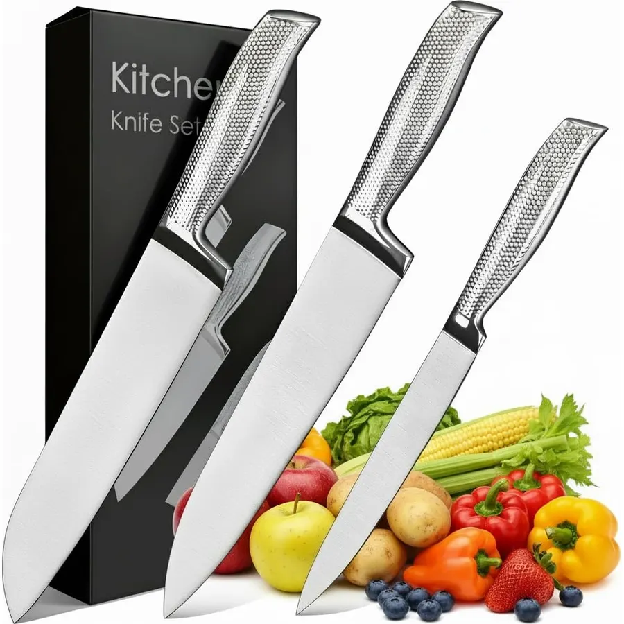 NutriChefKitchen 13 Piece Kitchen Knife Set-German Stainless Steel Kitchen Precision Knives Set w/ 6 Steak Knives & Bonus Scissors, Wooden Block Stand w/ Sharpener-Slicing, Chopping, Dicing -NCKNS13.5