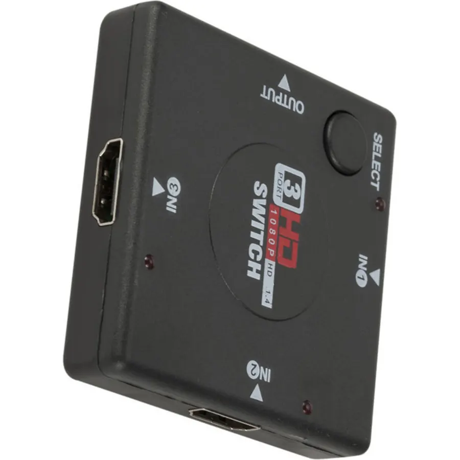 3-Port HDMI Switcher Square Box 3 in 1 Out 1080p 3D Automatic Recognition Switching Switcher