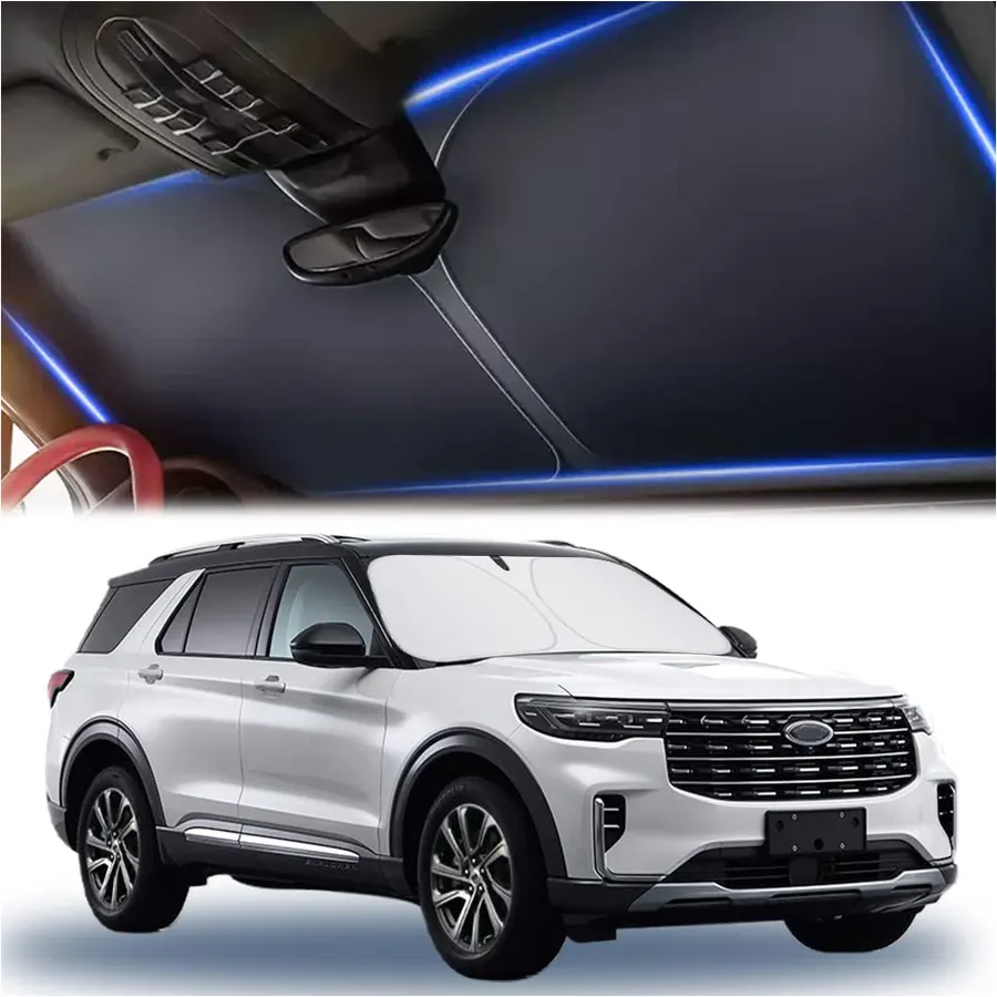 300T Thickened Automotive Glass Sunshade and Comes with Storage Bag,Keep Car Interior Cool,Universal Windshield Sun Shade Fit for Cars,Trucks,SUVs (L: 57.08 * 31.5 inch)