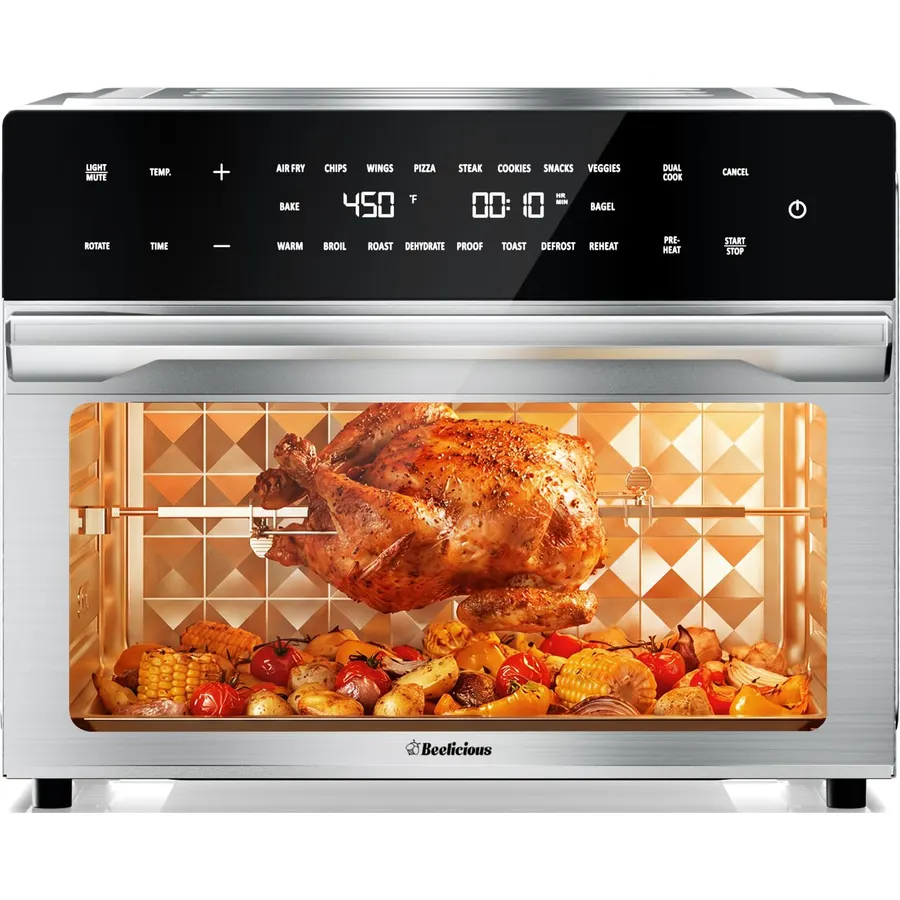 32QT Air Fryer Toaster Oven Combo with Rotisserie, Black