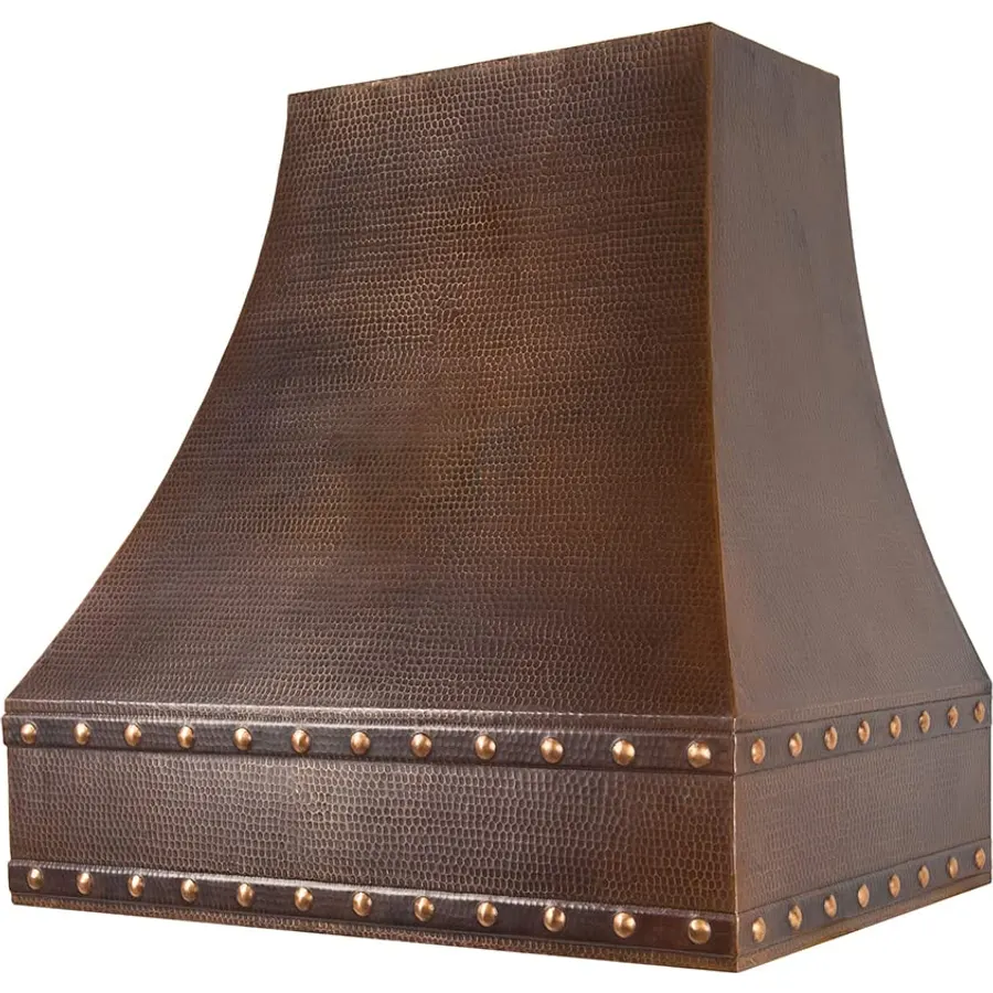 36 Inch 735 CFM Hammered Copper Wall Mounted Correa Range Hood with Slim Baffle Filters