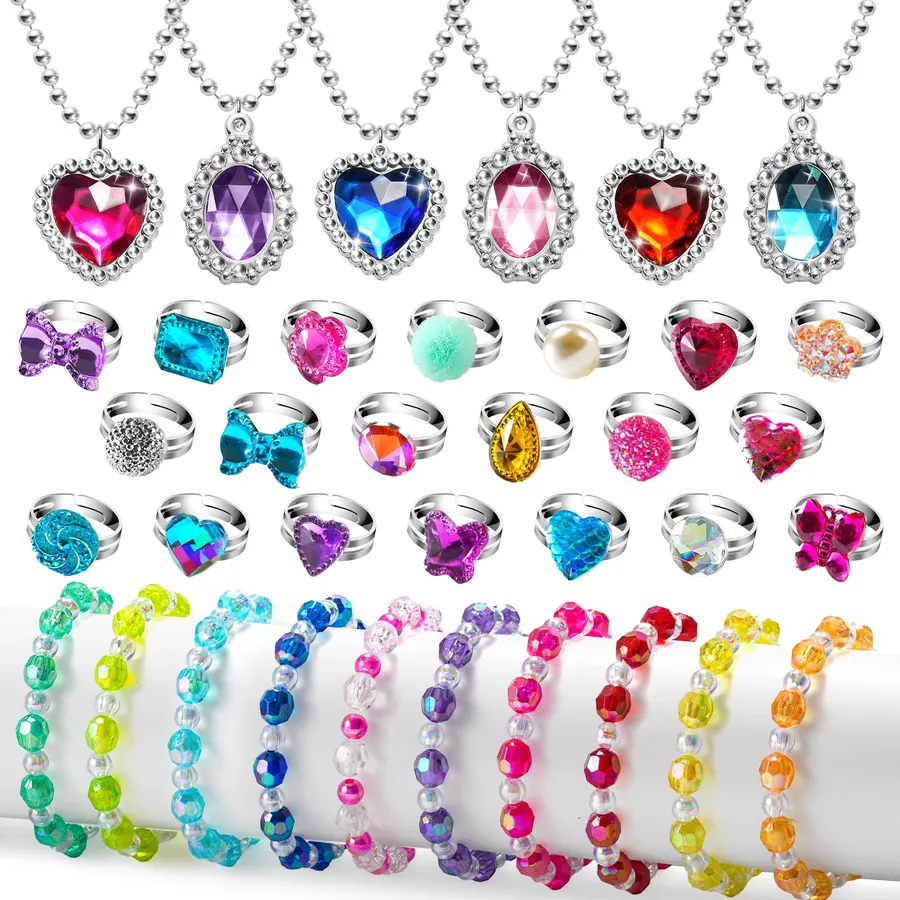 Kids Jewelry for Girls 4-6, Toddler Little Girls Play Jewelry Set 3-5 6-8