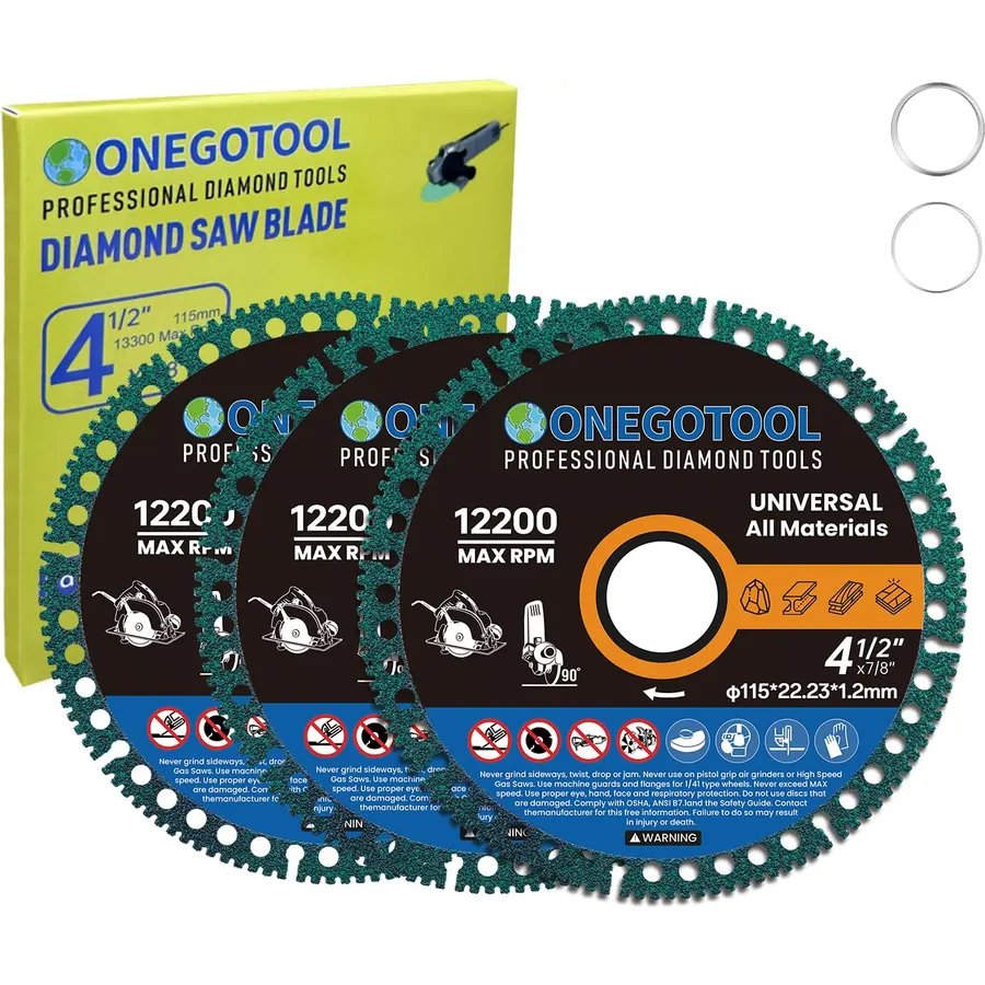 4-1/2 inch Indestructible Cutting Discs for Angle Grinder 7/8" Blades Cut Off Wheels Diamond Tool Metal rebar Porcelain Tile Granite Marble Smooth Cutter (3pcs)