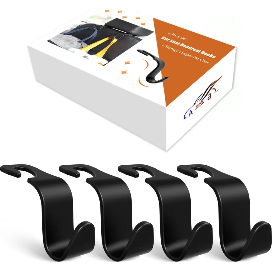 4-Pack Car Headrest Hooks Holds 55lbs Seat Storage Organizer for Bags