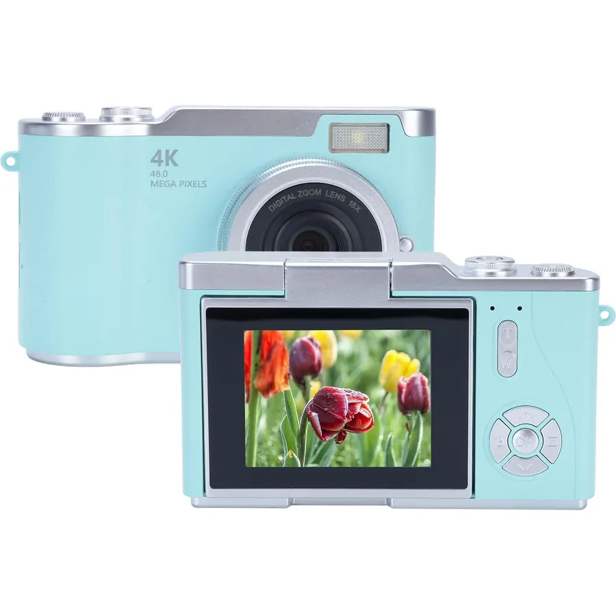48MP Digital Camera for Photography, 18X Zoom Vlogging Camera with 2.4 Inch Flip Screen, 1080P Point and Shoot Camera with Flash, Compact Camera for Beginners