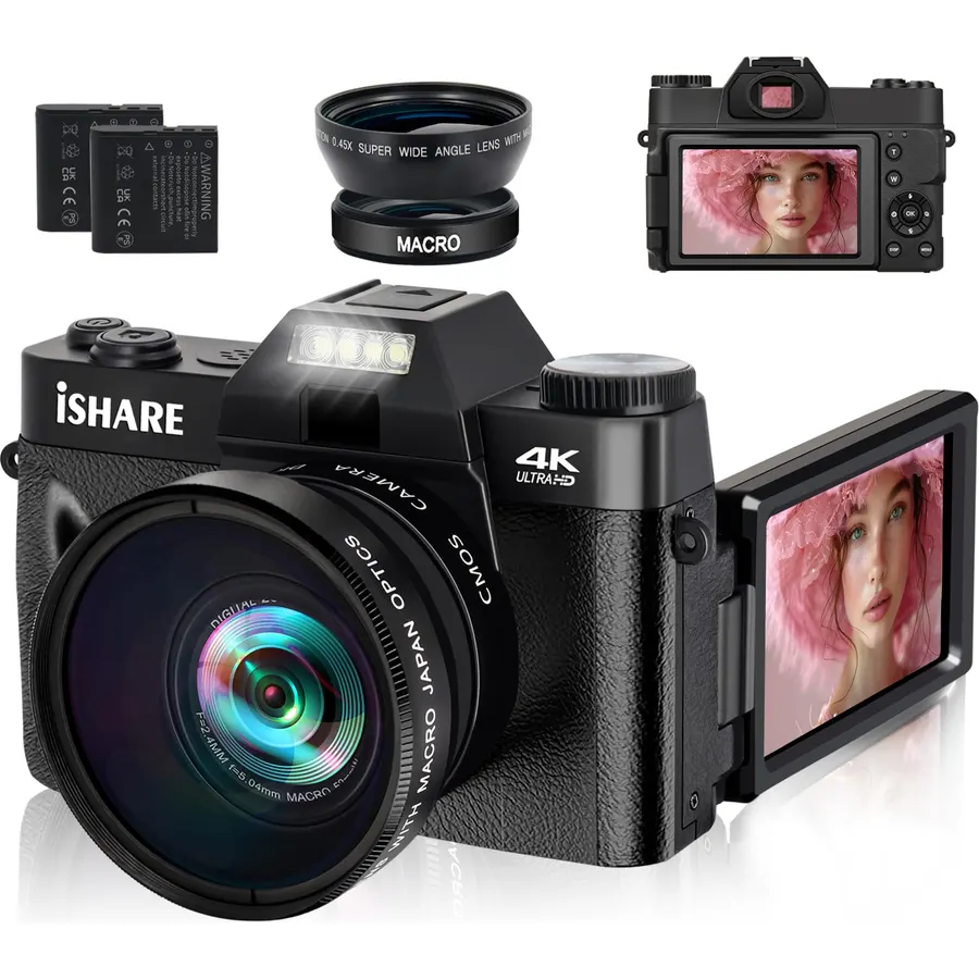 4K 48MP Digital Camera for Kids, 16X Zoom, 32GB Card
