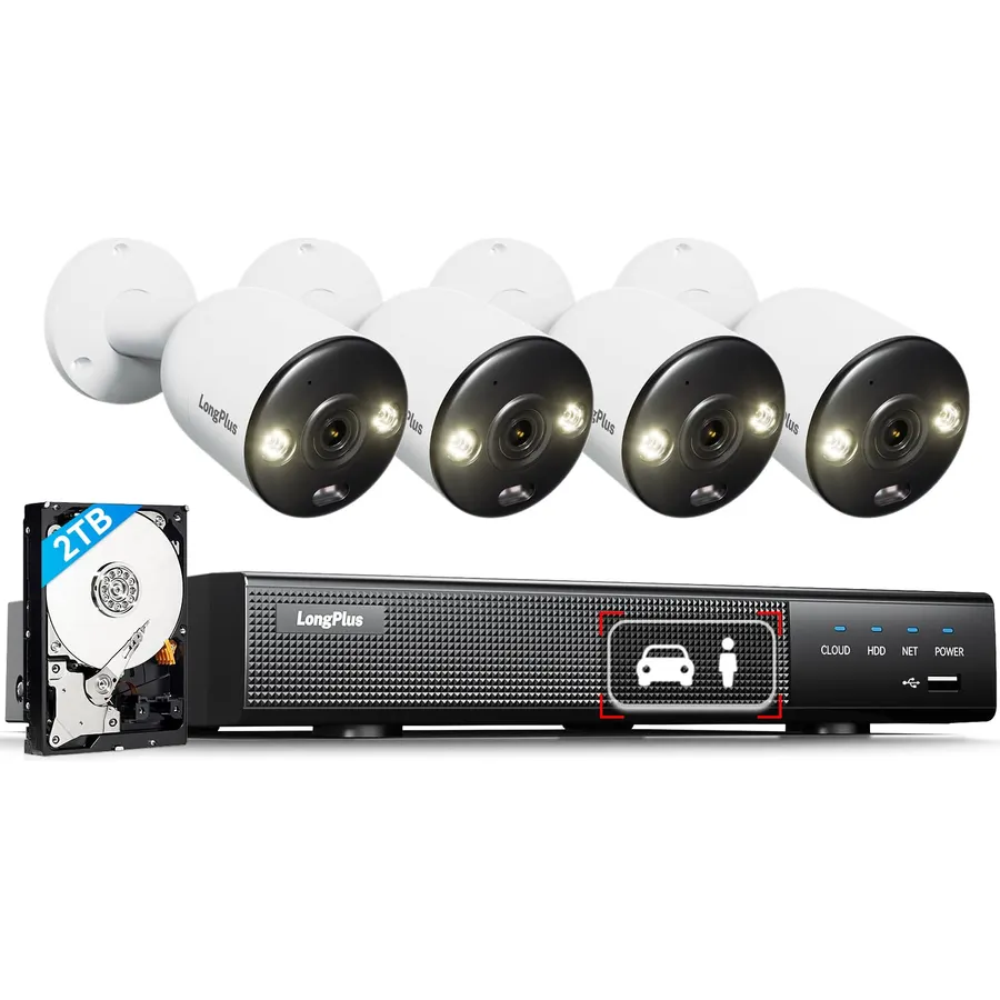 ONWOTE 4K NVR 8 Channel Security System, 4X 8MP 2 Way Audio IP PoE Cameras