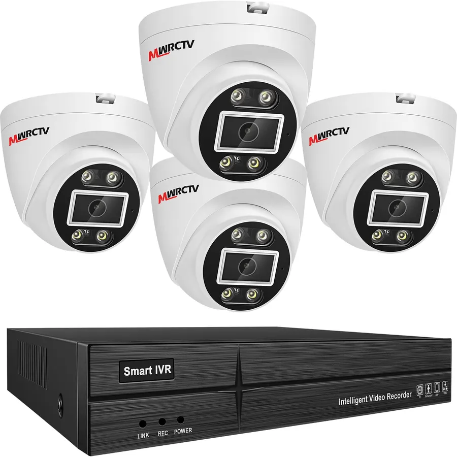 4PCS 2-Way Audio 8MP Dome POE 16CH 4K NVR Camera CCTV PnP Security System