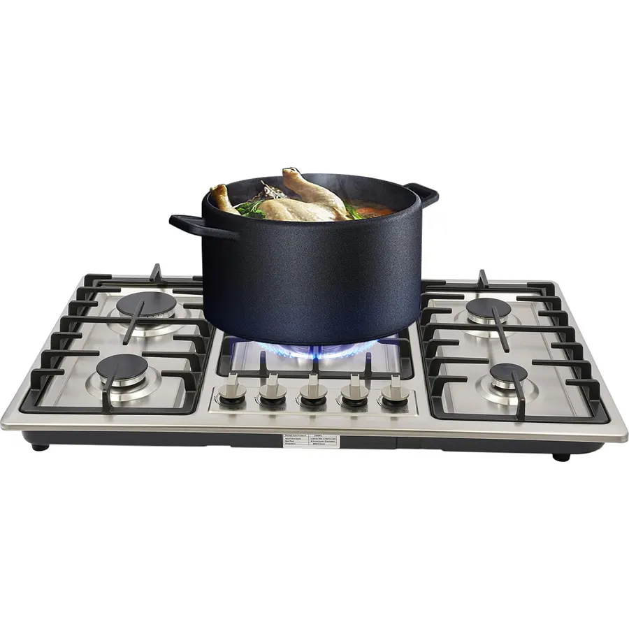 5 Burner Gas Cooktop, 33.86 Inch Stainless Steel Gas Stove Top for Kitchens
