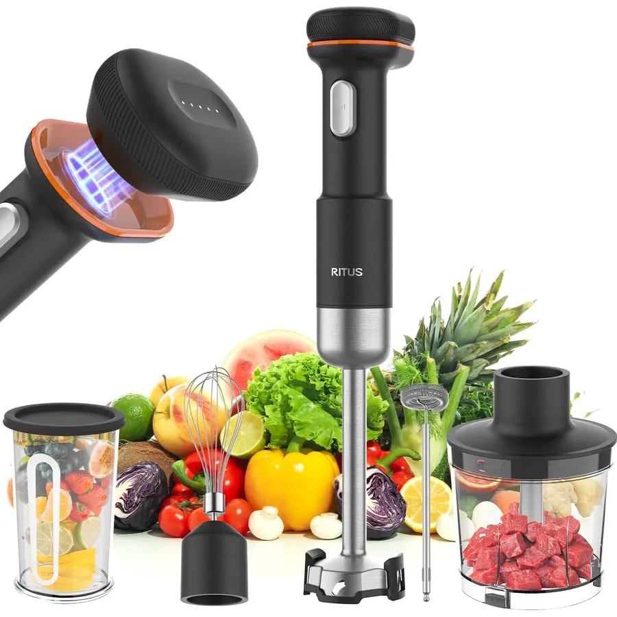 5-in-1 Cordless Immersion Blender with for Removable 6000mAh Battery