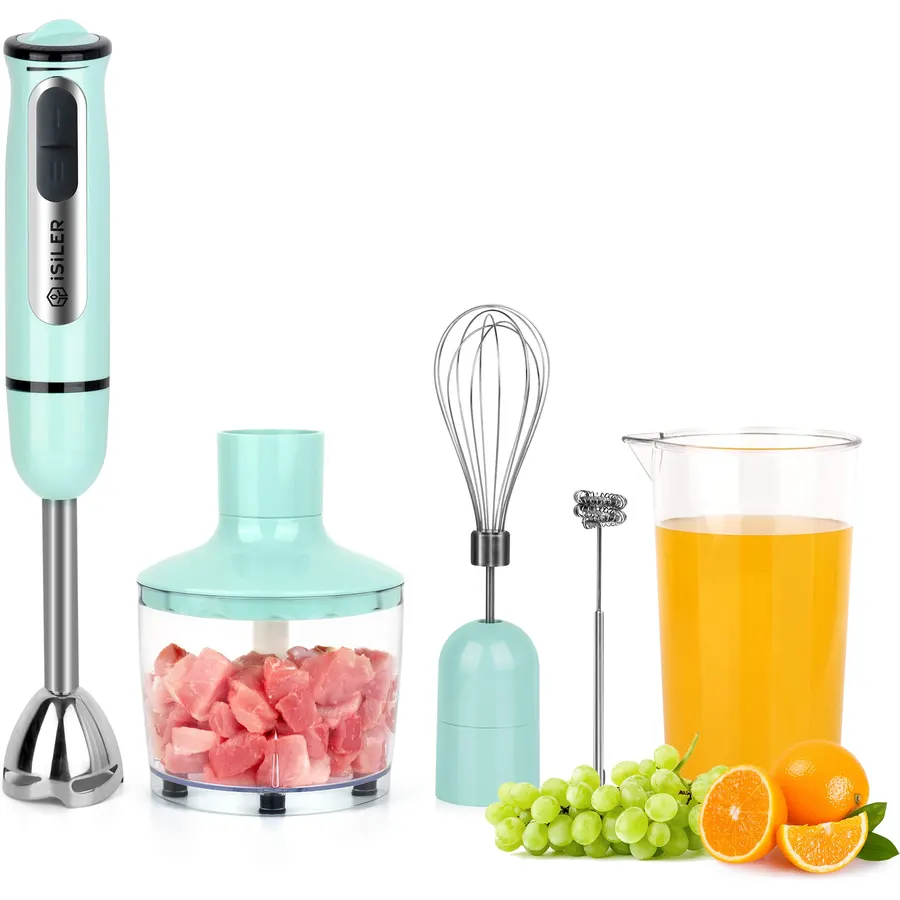 5-in-1 Hand Blender, 500W, 8 Speeds, Includes Chopper Frother Whisk