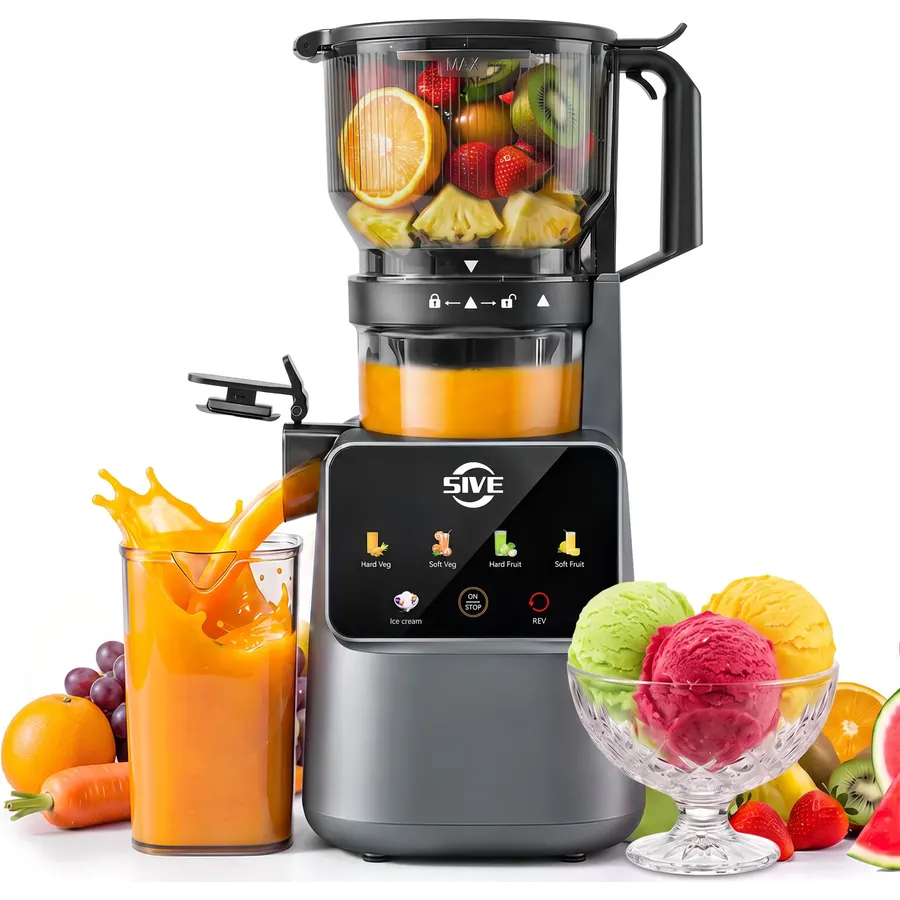 5ive Juice Machine, 6.1'' Wide Feed Chute Cold Press Juicer, 1.2L Capacity