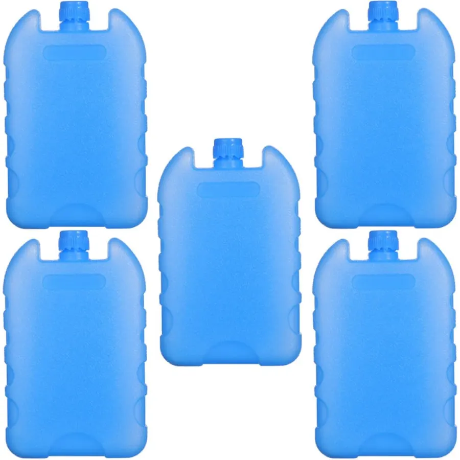 5pcs Reusable PE Ice Cooling Pack with Screw Cap, Freezer