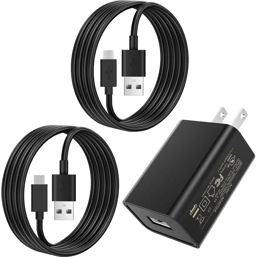 5V 2A Power Adapter with USB Type-C‌ and Micro USB Charging Cables