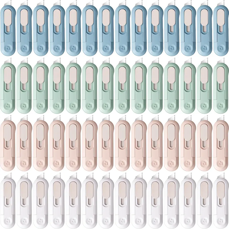 60 Pcs Mini Box Cutter Bulk, Retractable Box Opener Mixed