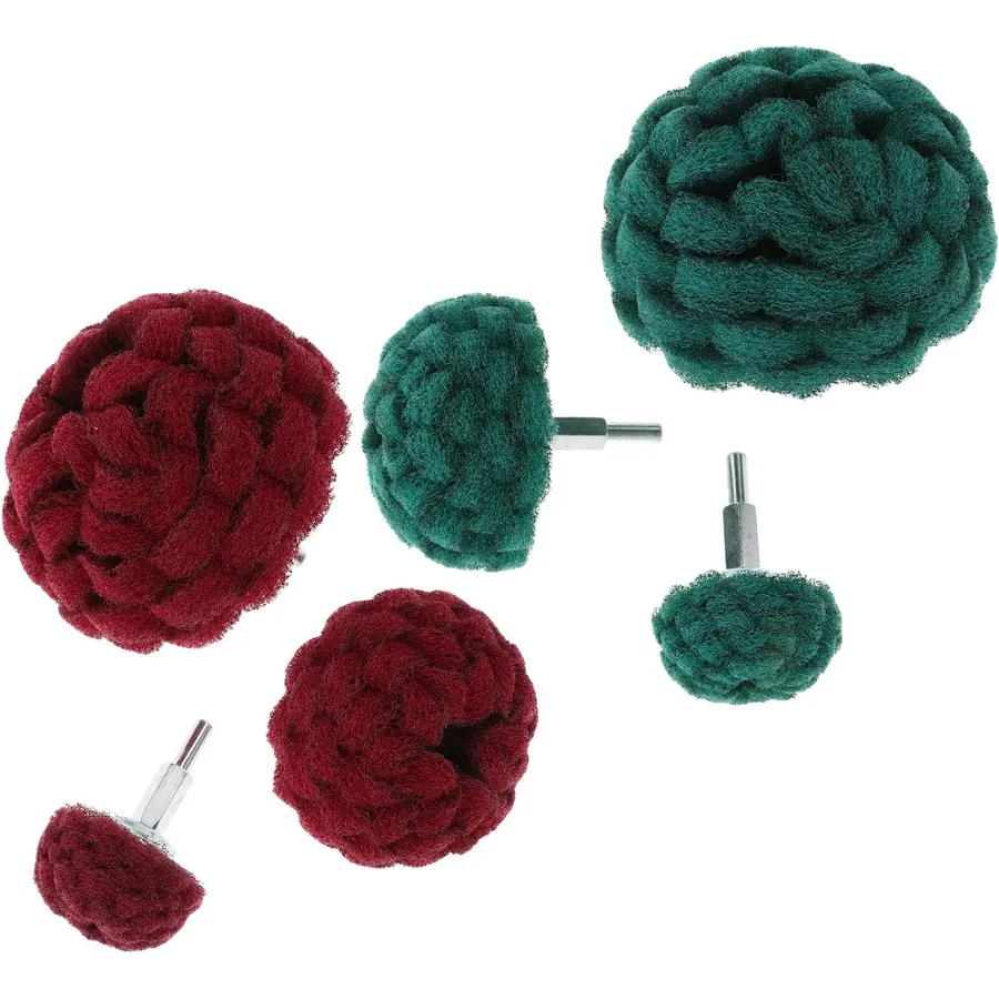 6pcs Mushroom Buffing Wheel Attachment with Handle Nylon Fiber Drill
