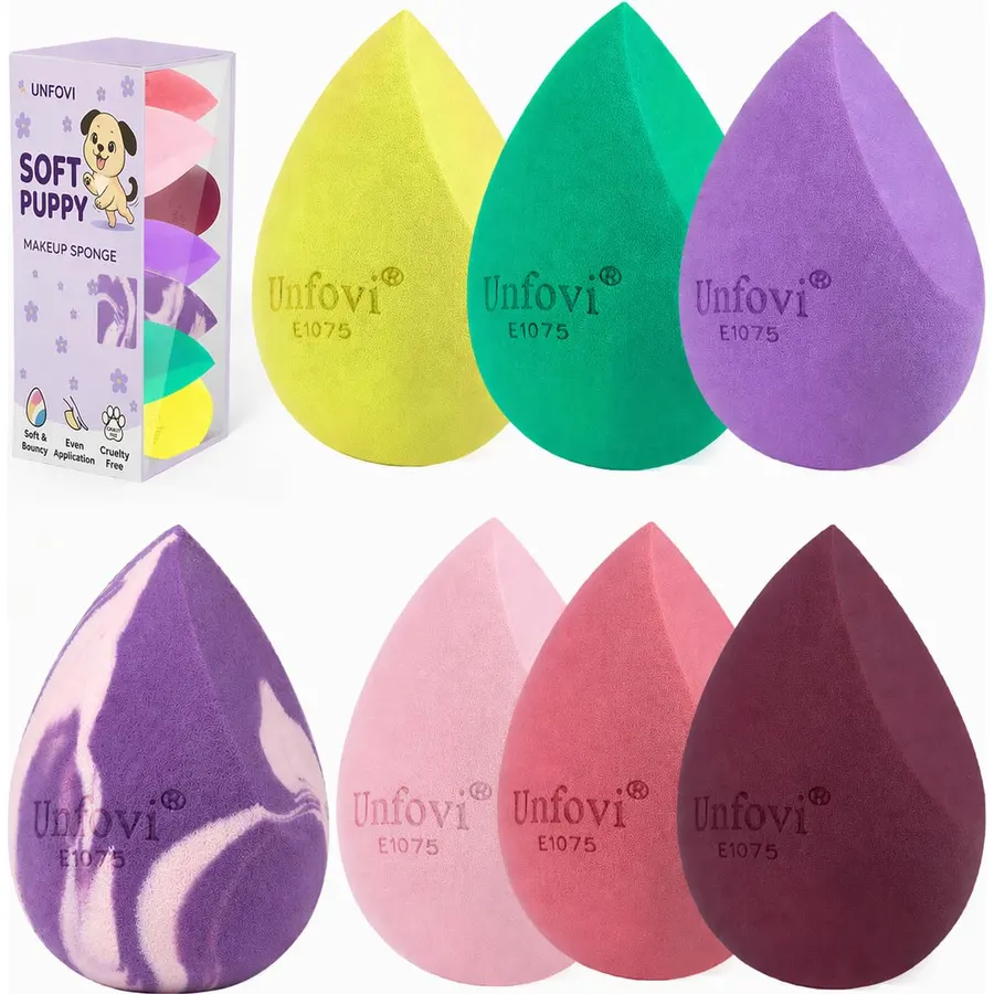 7-Pack Makeup Sponges Set, Cosmetic Sponge for Foundation & Concealer, Latex-Free Reusable Beauty Face Blender, Soft Makeup Blenders for Liquid, Cream, Powder Wet/Dry Application (Multi)