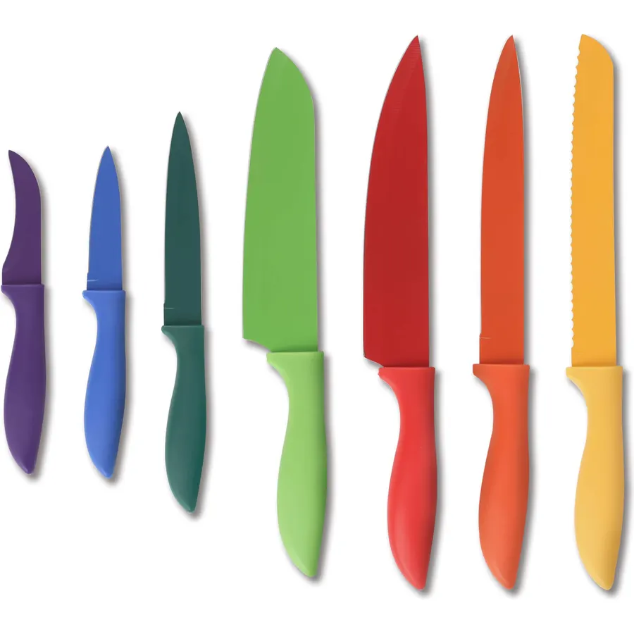 7-Piece Color-Coded Nonstick Kitchen Knife Set, Multicolor