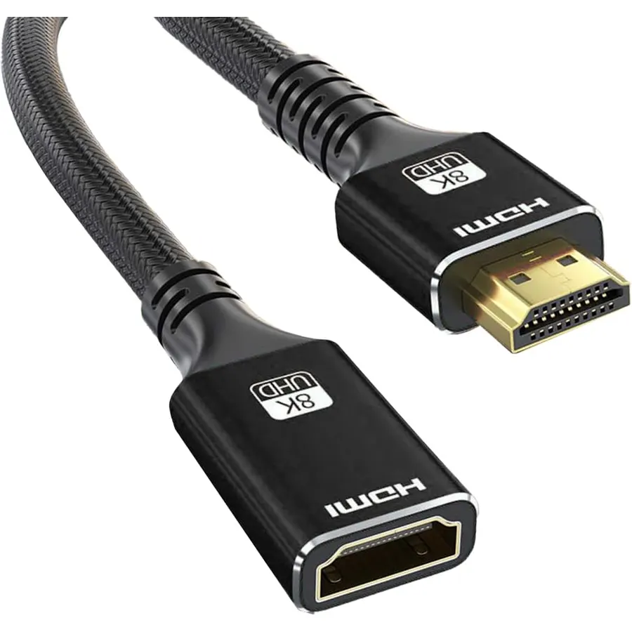 8K HDMI Extension Cable 6.6FT, Male to Female, 4K@120Hz, 3D, HDR 10, eARC