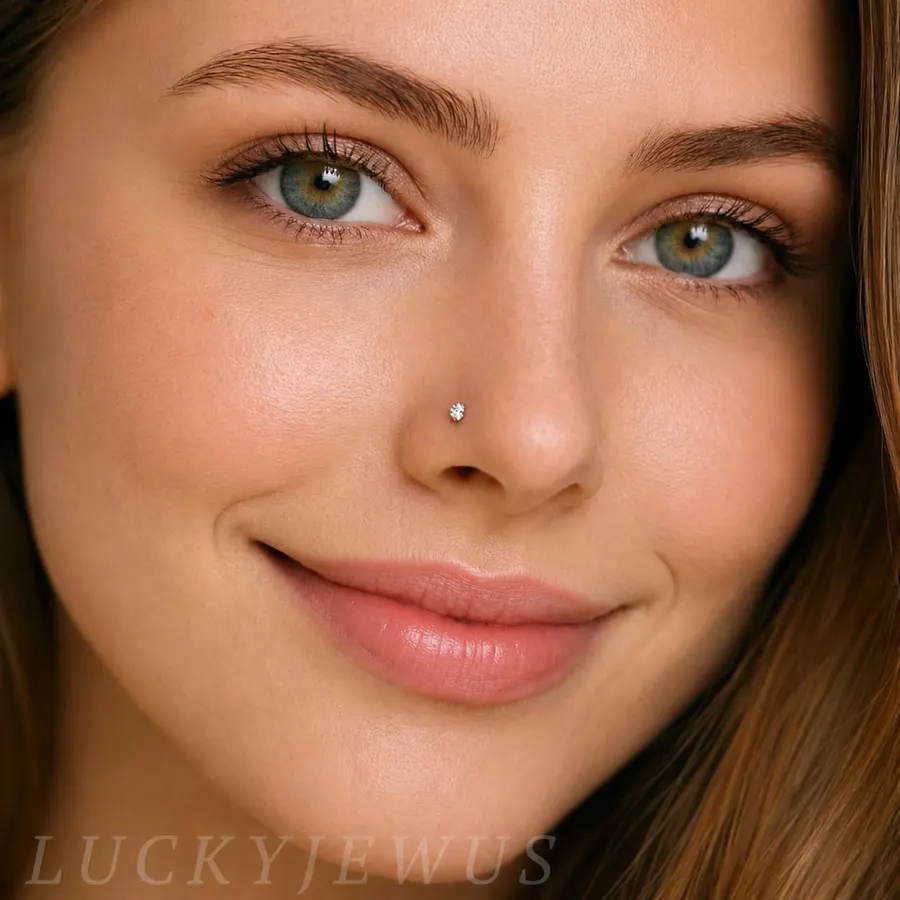 925 Sterling Silver Nose Ring Stud for Women, 18G/20G/22G/24G, L Shaped
