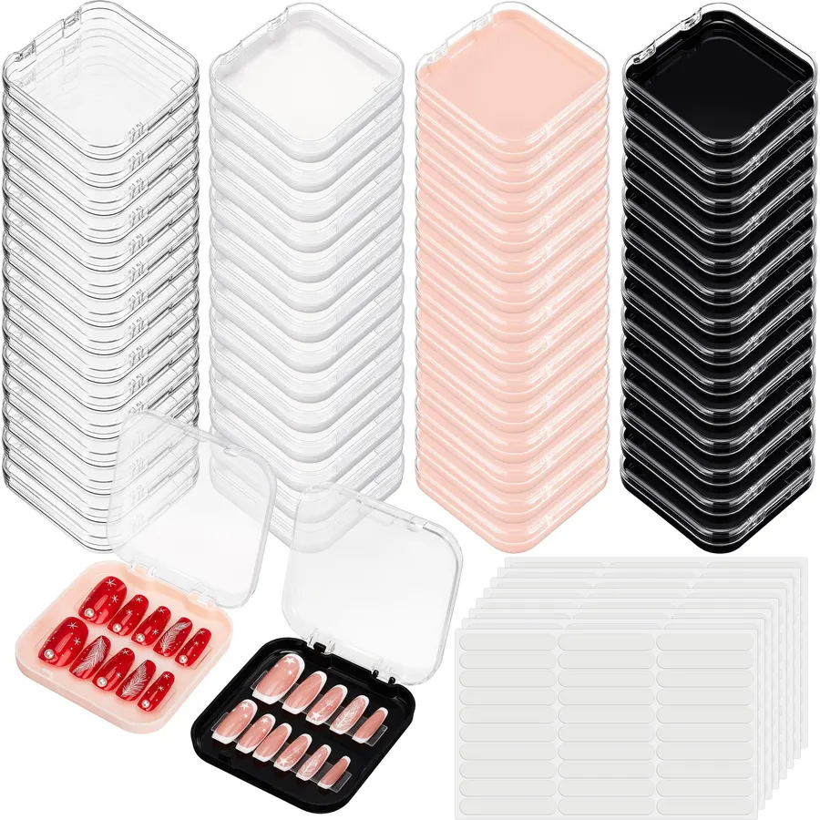 AceOrbit 60 Pcs Press on Nail Box Packaging, Multicolor Acrylic Case