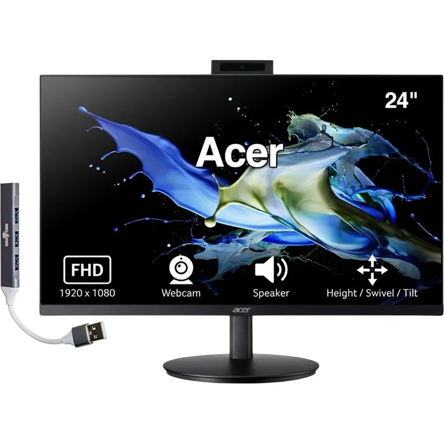 Acer 24" 1080P IPS Conferencing Monitor, Adjustable Height/Swivel/Tilt