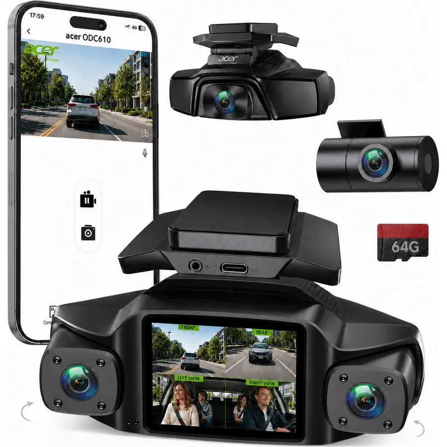 Acer Gadget 4 Channel Dash Cam 2.5K Front + 1080P Left, Right & Rear Camera