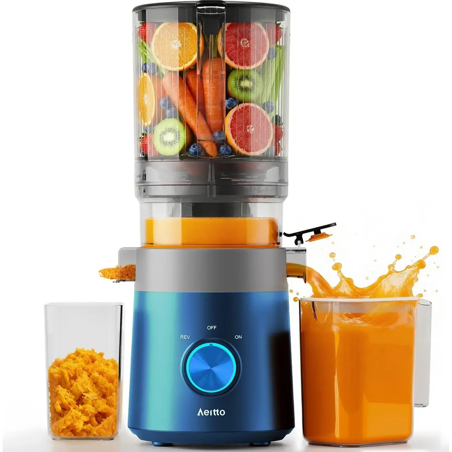Aeitto Large Capacity Cold Press Juicer Machines for Fresh Juice, Blue