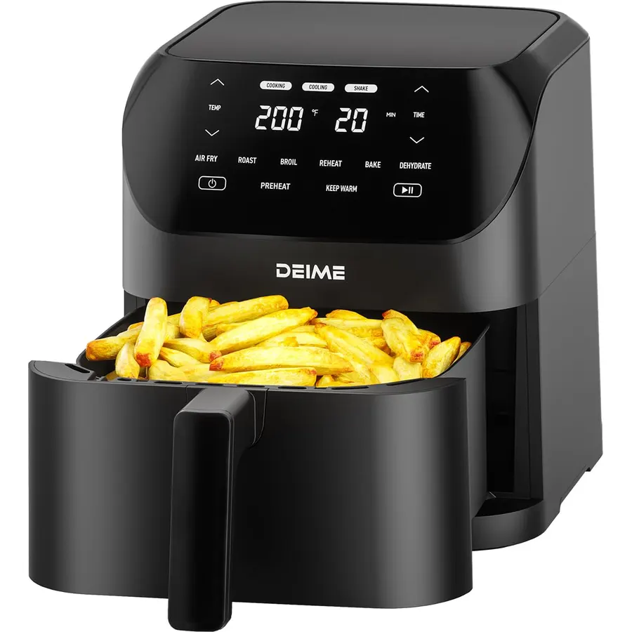 Air Fryer 6.2 QT Large Capacity Oilless Hot Air Fryers Oven 1500W Healthy Cooker with 8 Presets, Digital LCD Touch Screen, Non-Stick Basket, Included Recipe (Black-M)
