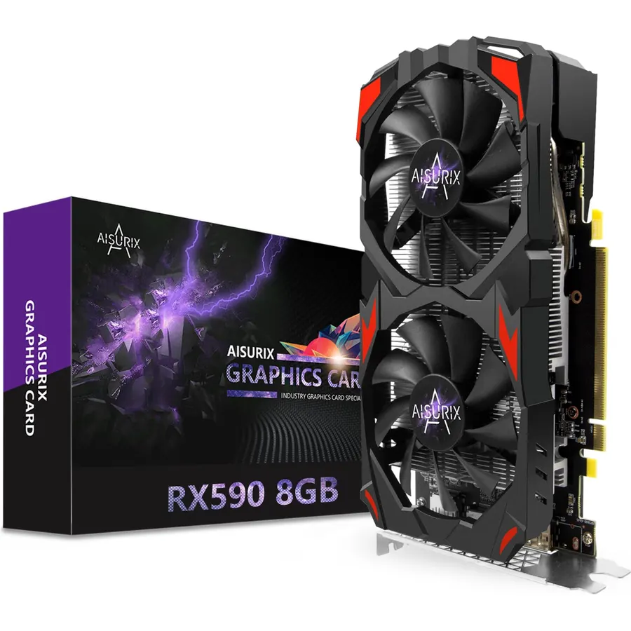 AISURIX RX 590 Graphics Card, Real 8GB, GDDR5, 256 Bit, RX 580 2304SP Pc Gaming Video Card, 2XDP, HDMI, PCI Express 3.0 with Freeze Fans Graphics Card for Gaming pc
