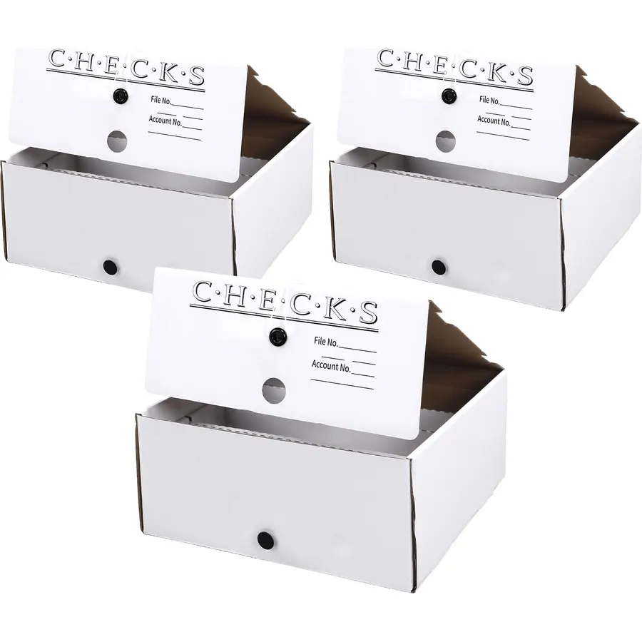 AmazingSpark 3 Pcs Check and Form Storage Boxes 10"x10"x4.5" Storage File Box Divided by Quarter Tax Box Keeping for Tax Filing Organization and Document for Office Home Accountants Taxpayers